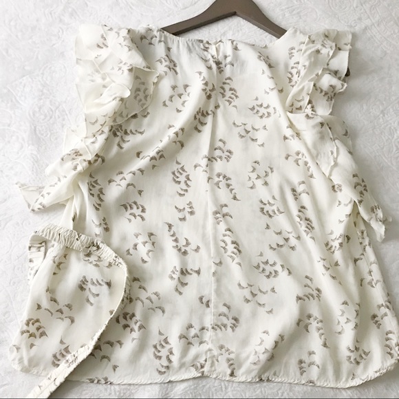 NWOT Ruffle Sleeve + Belted Blouse - Picture 5 of 8